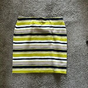 Striped chartreuse, white and black Women's ponte Skirt. Color of the YEAR! 🙌